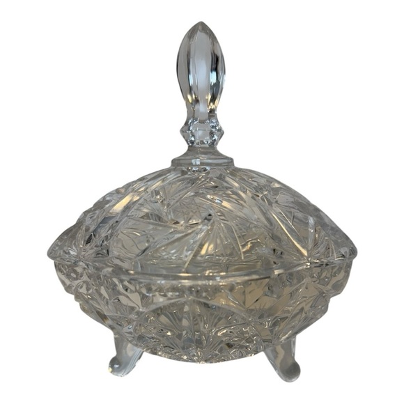 Pinwheel Crystal Candy / Jewelry Dish With Lid - Picture 1 of 11